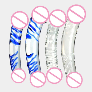 Dildo <span class=keywords><strong>in</strong></span> Vetro Trasparente a Doppia Estremità, Stimolatore Punto G, Masturbatore Femminile Realistico con Texture - Product Image 1
