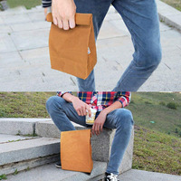 Sac à lunch Double ciré pliable Logo personnalisé Sac en toile de coton de grande capacité