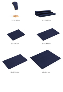 Jinsky nouveau Gloden Edge bleu foncé microfibre bijoux accessoires d'affichage collier boucle d'oreille anneau compteur bijoux support présentoir ensemble - Product Image 6