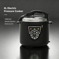 Cuisinière électrique multifonctionnelle mécanique puissante de 6 L, 1000 W, en acier inoxydable, avec cuve intérieure en aluminium antiadhésive, affichage LED