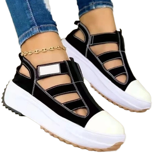 Zapatillas Casuales de Moda para Mujer, Novedad de Verano y Otoño, Color Sólido, Planas, de Goma Transpirable, con Plataforma Hueca para Caminar - Product Image 4