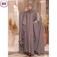 Robe Abaya pour femmes de Dubaï, Hijab, broderie florale élégante, silhouette simple et modeste de robe de bal, ornée de perles, pour vêtements islamiques