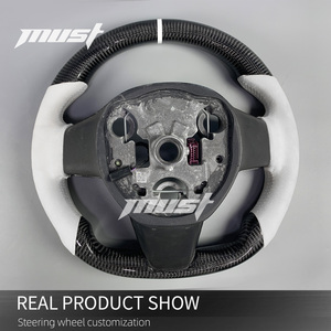 Volant de direction en fibre de carbone personnalisé et élégant pour <span class=keywords><strong>Tesla</strong></span> Model 3/Y <span class=keywords><strong>Performance</strong></span> 2018-2024, avec poignées blanches - Product Image 5