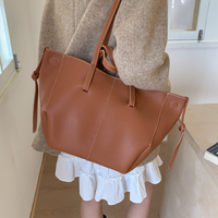 Ensemble de luxe 2 pièces pour femme : Sac à bandoulière unique avec deux sangles, motif uni, style vintage, en PU, idéal pour le shopping