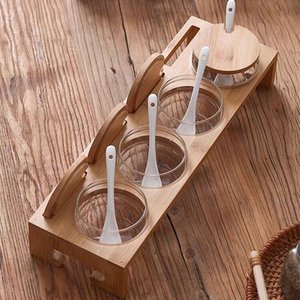 Glass Spice <b>Jar</b> With Wooden Lid And Spoon <b>For</b> <b>Kitchen</b> Condiment <b>Storage</b> - Product Image 3