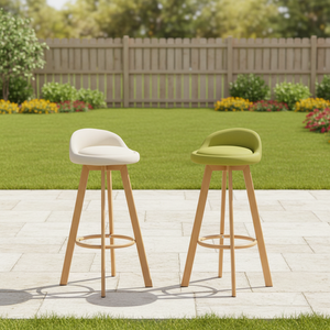 Tabouret de <span class=keywords><strong>bar</strong></span> haut moderne et contemporain en bois massif avec petit dossier rotatif pour les bars de thé au lait branchés et la maison - Product Image 6