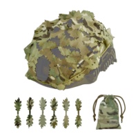 Housse de casque camouflage bionique M81 Woodland Vietnam - Style Guerre du Vietnam, découpe laser irrégulière avec feuilles et pochette