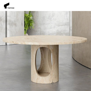 Tostone đương đại màu be tự nhiên travertine bền vòng bàn ăn cho đồ nội thất với kết cấu trang trí nội thất - Product Image 5