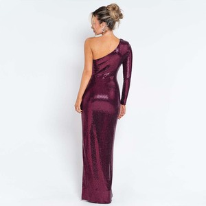 Vestido de Noche Elegante de Un Solo Hombro con Lentejuelas, Manga Larga, Falda Larga y Cintura Natural para Mujer - Product Image 4