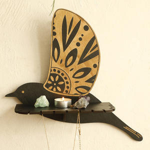 लकड़ी पक्षी क्रिस्टल शेल्फ उपचार क्रिस्टल भंडारण फांसी दीवार सजावट कला और शिल्प प्रदर्शन घर सजावट - Product Image 4