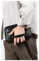 Sac à main pour homme en cuir véritable et nylon, avec fermeture éclair, antivol, intelligent, avec lecteur d'empreintes digitales, portable, imperméable - Simple