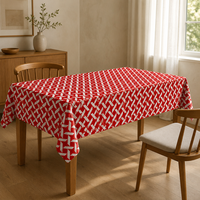 Nappe de table rectangulaire moderne en PEVA, motif losanges rouges et blancs, 90x132 pouces, imperméable, écologique, anti-taches, pour jardin extérieur
