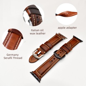 Correas de reloj de lujo de cuero genuino de cera de aceite de Italia para <span class=keywords><strong>Apple</strong></span> <span class=keywords><strong>Watch</strong></span> Ultra Band 38mm <span class=keywords><strong>40mm</strong></span> 41mm 42mm 44mm 45mm 49mm <span class=keywords><strong>SE</strong></span> 8 7 6 5 4 3 2 - Product Image 5