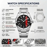 Montre mécanique automatique de luxe pour homme, acier inoxydable, saphir, lumineuse, analogique, loupe, logo personnalisé OEM, mouvement Miyota