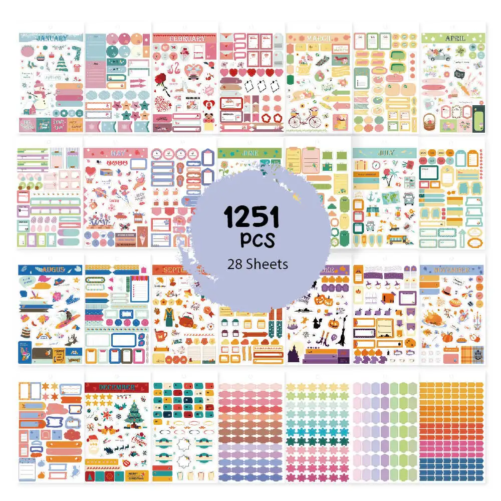 28 Sheets Daily Planners Monthly Planner Stickers and Accessories for Calendar Planning Seasonal Holiday planner Stickers