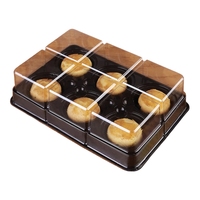 Boîte d'emballage jetable pour cupcakes et en-cas de la marque Sweet Bakery avec 6 compartiments séparés pour servir des gâteaux, des biscuits et des cookies