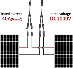 Y نوع الشمسية PV فرع كابلات الموصلات موازية محولات 1500V DC 50A 1 إلى 2 3 4 طريقة لوحة طاقة شمسية موصل