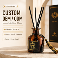 Diffuseur de parfum d'ambiance de luxe pour hôtel, bouteille en verre ambré personnalisée OEM ODM, parfum d'intérieur pour distributeur en gros, directement de l'usine