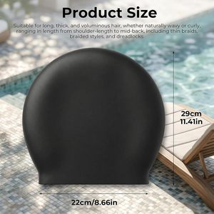 Lot de 2 bonnets de bain en silicone durables et imperméables pour enfants, filles, garçons, adolescents et tout-petits de 3 à 15 ans, ajustement confortable pour cheveux longs ou courts - Product Image 2