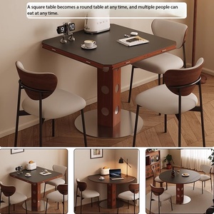 Table à manger ronde moderne 120cm 130cm avec plateau <span class=keywords><strong>en</strong></span> pierre frittée et base <span class=keywords><strong>en</strong></span> <span class=keywords><strong>bois</strong></span> massif, table de luxe pour la maison, la cuisine, le salon - Product Image 3