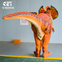 Costume de dinosaure Velociraptor marchant personnalisé Zigong CET, 4,2 m, à rayures, avec conception de pattes cachées, léger, animatronique, pour centre commercial