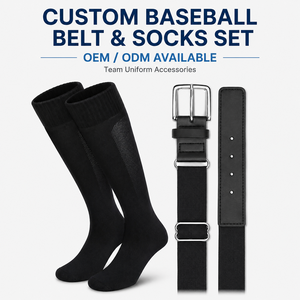 Ensemble <span class=keywords><strong>ceinture</strong></span> et chaussettes de baseball personnalisables, <span class=keywords><strong>ceinture</strong></span> d'uniforme d'équipe réglable, chaussettes de baseball hautes jusqu'au genou, OEM ODM Marque privée - Product Image 1