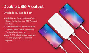 <span class=keywords><strong>แบ</strong></span><span class=keywords><strong>ต</strong></span>สำรอง Mi <span class=keywords><strong>Redmi</strong></span> รุ่น Global ความจุ 20000mAh รองรับการชาร์จเร็ว 18W ช่อง Micro-USB Xiao-mi <span class=keywords><strong>แบ</strong></span><span class=keywords><strong>ต</strong></span>สำรองพกพา 20000mAh สำหรับ<span class=keywords><strong>ชาร์จ</strong></span>รถยน<span class=keywords><strong>ต</strong></span>์ไฟฟ้า - Product Image 5