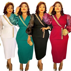 Robes africaines de grande taille pour femmes, ensemble deux pièces, hauts, jupes, costumes Dashiki Ankara, robe de soirée de mariage, tenues arabes, collection 2025 - Product Image 1