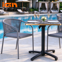 Fauteuil de jardin en corde tressée grise de haute qualité, chaises de salle à manger d'extérieur, mobilier de jardin