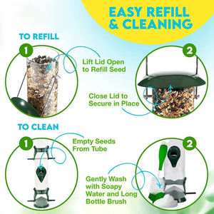 Petdom Mangeoire pour oiseaux sauvages en plastique pour jardin extérieur Tube en plastique suspendu Mangeoire pour oiseaux transparente - Product Image 6