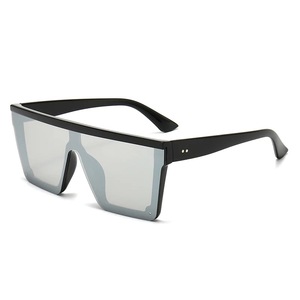 Fashion Oversized <b>Square</b> Protection Unisex <b>Sunglasses</b> OEM Logo Mirror Lenses - Product Image 1