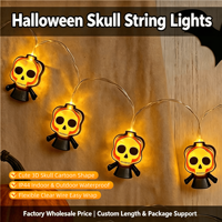 Guirlande lumineuse LED Premium Halloween Crâne Squelette Blanc Chaud à Piles USB Effet Effrayant pour Fenêtre Arbre Décoration de Fête 2m IP20