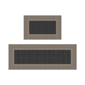 Tapis de cuisine Sharman rectangulaire en bambou et coton avec base en caoutchouc antidérapante, motif géométrique rayé, facile à nettoyer - Product Image 2