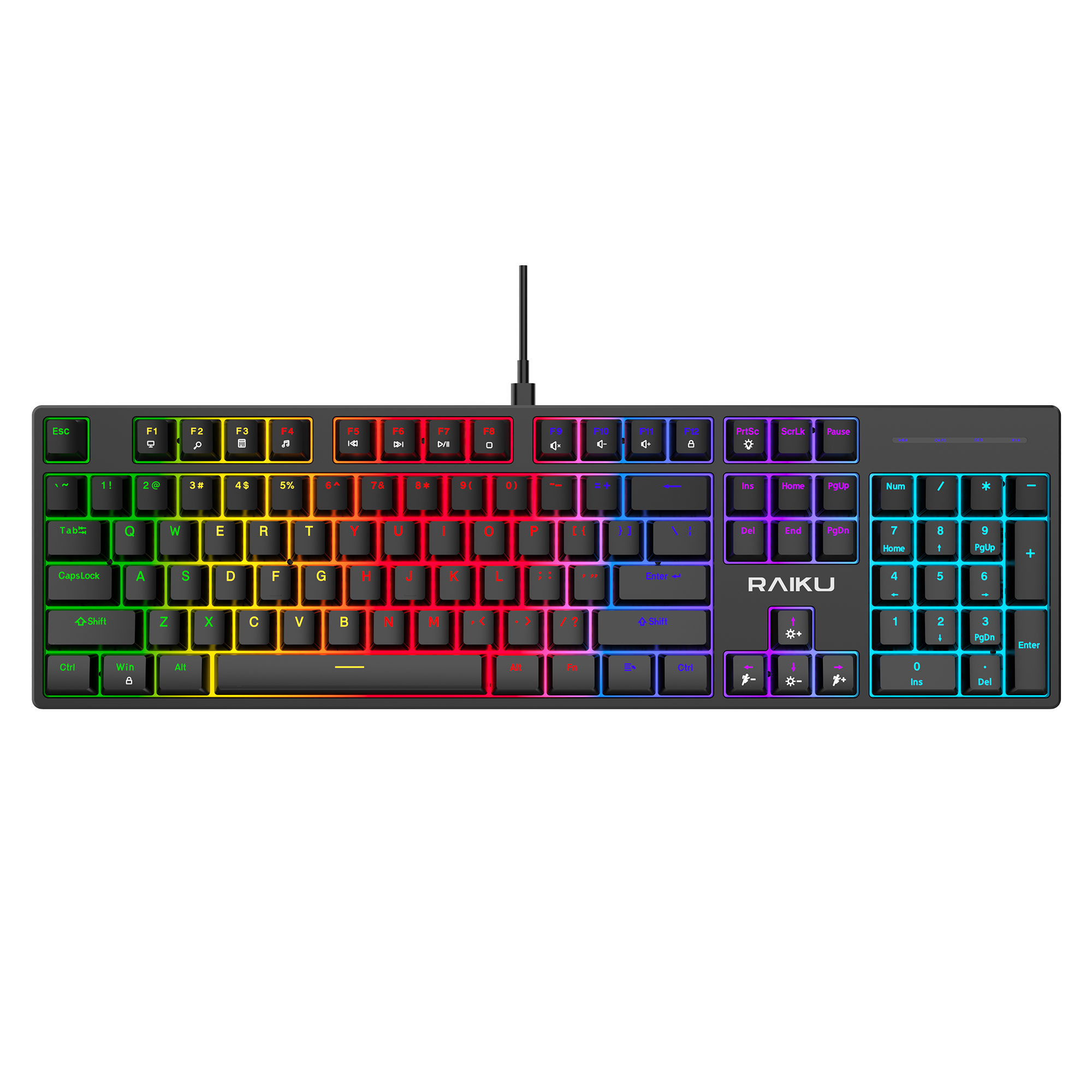 Teclado com fio mecânico para jogos de pc, painel de metal 26 teclas sem perfurar 12 modos de luz de fundo rgb led luz ajustável