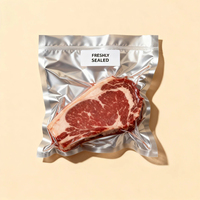 Sac à soufflet imprimé en gravure haute température, thermoscellable, en Nylon PA PE, pour emballage de steaks surgelés et fruits de mer, résistant à l'humidité et aux odeurs