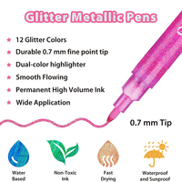 12 couleurs paillettes peinture stylo Art marqueur métallique stylo marqueur ensemble pour carte-cadeau