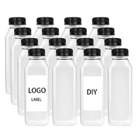 Nouvelle bouteille en plastique carrée française vide de 16 oz pour le stockage de jus maison, bouteilles de jus de 500 ml, bouteille d'emballage de lait