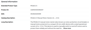 Para MS116-2.5 Motor Manual MPCB 1.6~2.5A 0.75kW AC690V 3P IP20 Montaje en Riel DIN Circuito de Inducción Trifásico - Product Image 2