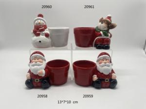 Décor de père noël pots en céramique de noël décoration de jardin de table couvercles de <span class=keywords><strong>pot</strong></span> de fleur pour une utilisation intérieure et extérieure - Product Image 2