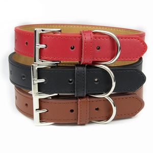 <span class=keywords><strong>Collar</strong></span> de Perro de Cuero PU Acolchado de Doble Capa, Moderno, Simple, Duradero y Suave, con Remaches y Correa con Patrón Sólido para Perros - Product Image 1