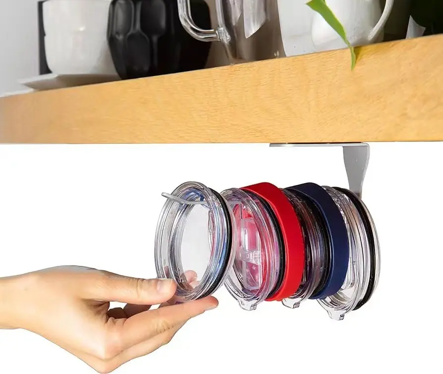 حامل أكواب أفقي للمطبخ يُعد لدورات المطبخ ثورًا وهو منظم وأغطية أكواب يمكن تعليقها ذاتيًا ويُعدُّ غطاء الحلّابة عبارة عن خطاف لتنظيم الطعام تحت خزانة الطعام