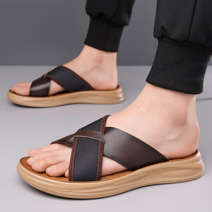 Men's Breathable <b>Slide</b> Sandals Black Casual Outdoor Beach Shoes <b>Slip</b>-On Youth Style - Product Image 4