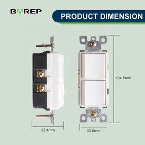 Interrupteur à bascule double décoratif blanc Barep homologué UL, unipolaire 15A 120V, à encastrer, <span class=keywords><strong>plaque</strong></span> murale incluse - Product Image 2