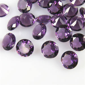 高品质合成宽松人造玻璃翠绿色玻璃珠宝宝石彩色玻璃彩色圆形钻石切割玻璃 - Product Image 2