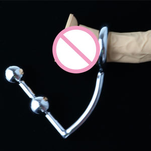 大きなステンレス鋼の金属ビーズバットプラグアナルフックボールコックペニスリング男性の純血種デバイスセックス製品 - Product Image 3