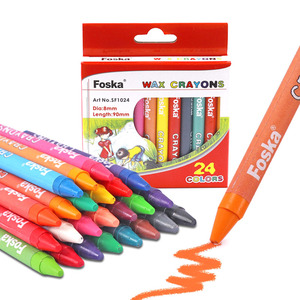 Coffret de crayons de cire Foska pour enfants, 24 couleurs vives, non toxiques et sûrs, pour le dessin, les fournitures artistiques, les activités créatives des enfants et des élèves. - Product Image 1