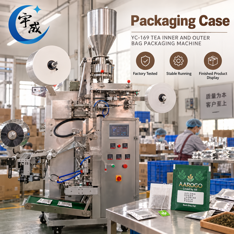 Automatic Dual Bag Tea Packaging Machine SUS304 Granule Filling Plastic ...