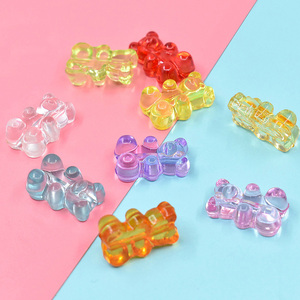 100 piezas/bolsa Abalorios de oso transparentes de colores surtidos, cuentas de plástico acrílico para la fabricación de joyas, accesorios DIY para pulseras y collares infantiles - Product Image 6