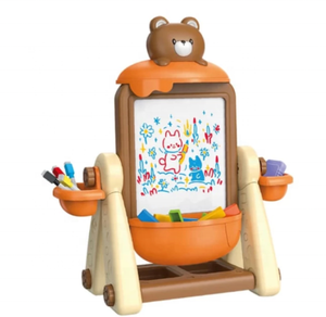 어린이용 그림판과 블록 세트 - 곰 모양 다기능 미술 이젤, 교육용 스케치 및 조립 장난감 - Product Image 6