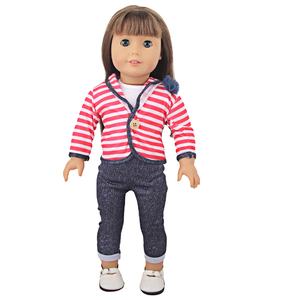 Muñeca americana de 18 pulgadas, ropa a rayas, traje, <span class=keywords><strong>precio</strong></span> barato, novedad de <span class=keywords><strong>2022</strong></span> - Product Image 1